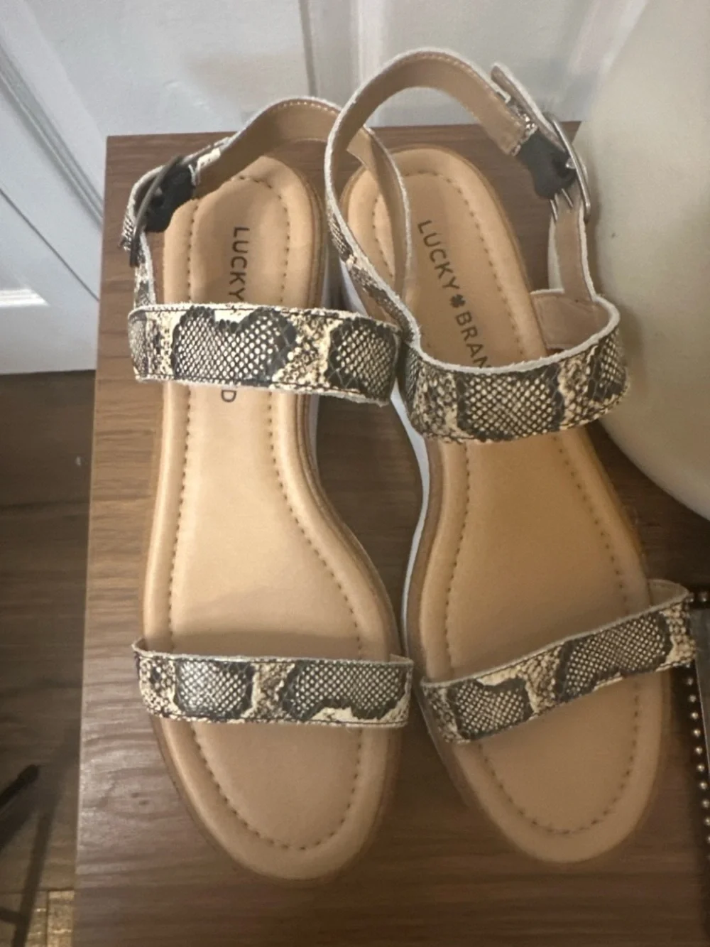 Lucky Brand Women's Platform Sandals in Snake Print and White